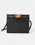 Laurel Rodeo Hand-Tooled Genuine Leather Crossbody Shoulder Bag Black | Houston Livestock Show and Rodeo