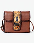 Laurel Rodeo Hand-Tooled Genuine Leather Crossbody Shoulder Bag Brown | Houston Livestock Show and Rodeo