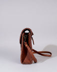 Laurel Rodeo Hand-Tooled Genuine Leather Crossbody Shoulder Bag Brown | Houston Livestock Show and Rodeo
