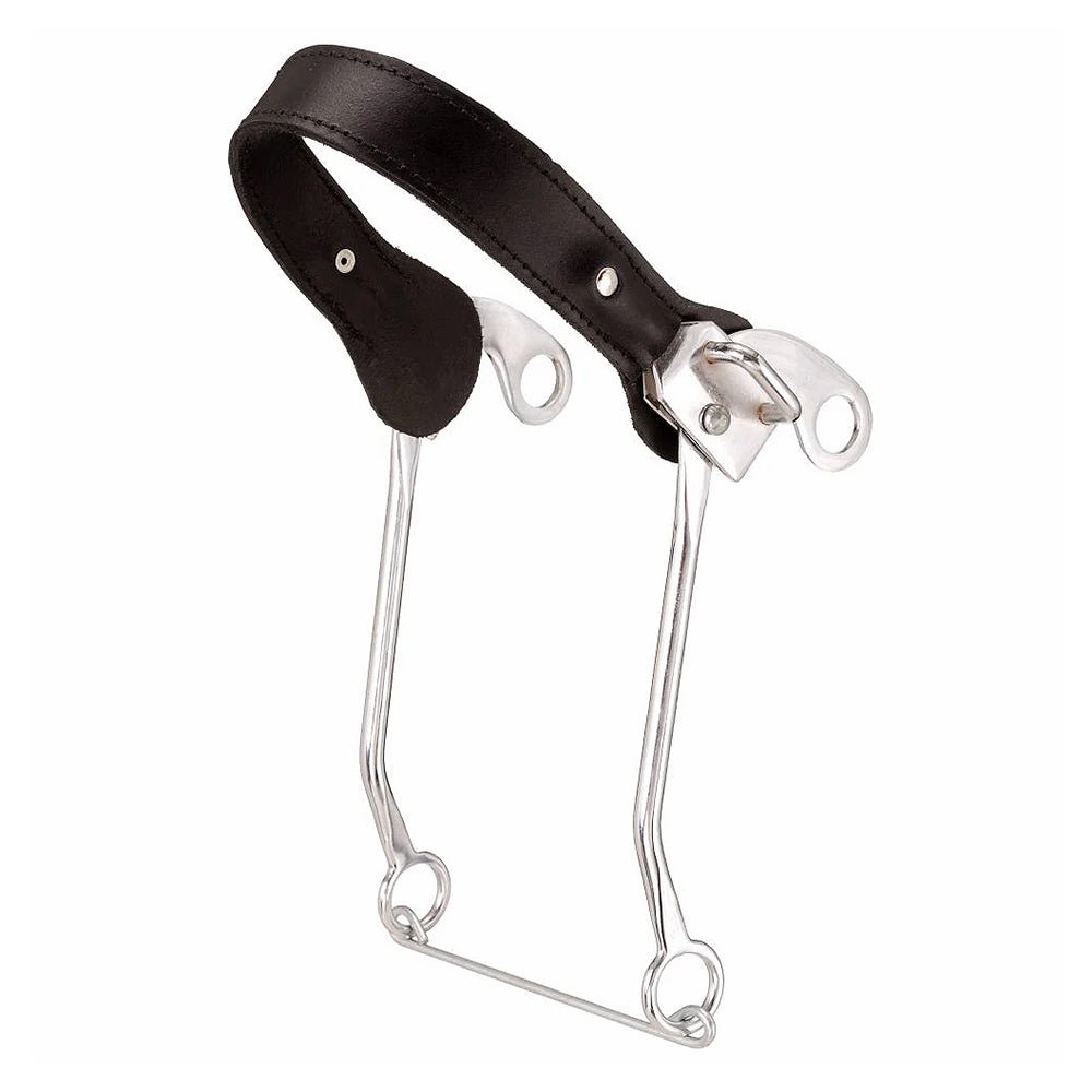 Tough 1 Flat Leather Nose Hackamore Stainless Steel Cheeks 8" Shanks, Horse Size