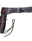 Hilason 46" Right Hand Tooled Leather Western Cowboy Gun Rig Holster Belt for .44 / .45 Caliber Revolver – Brown