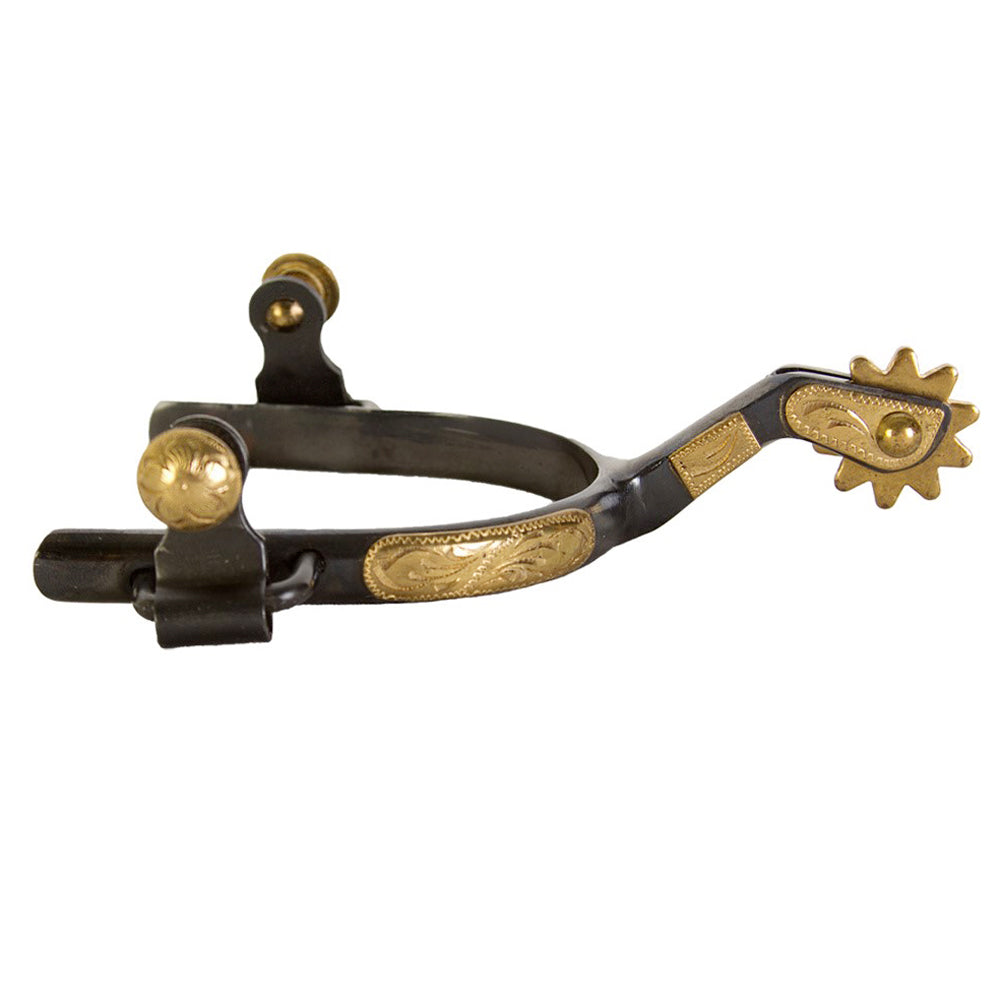HILASON Ladies' Antique Brown Western Spurs with Hand-Engraved Brass Trim – 1/2" Band &amp; 2" Shank &amp; 2 3/4" Width