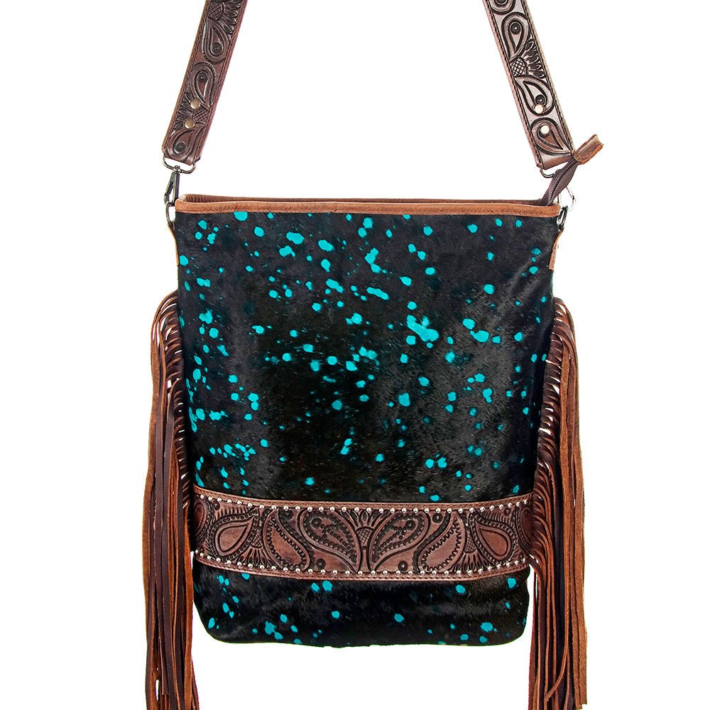 American Darling Large Crossbody Hand Tooled Hair On Genuine Leather Women Bag Western Handbag Purse