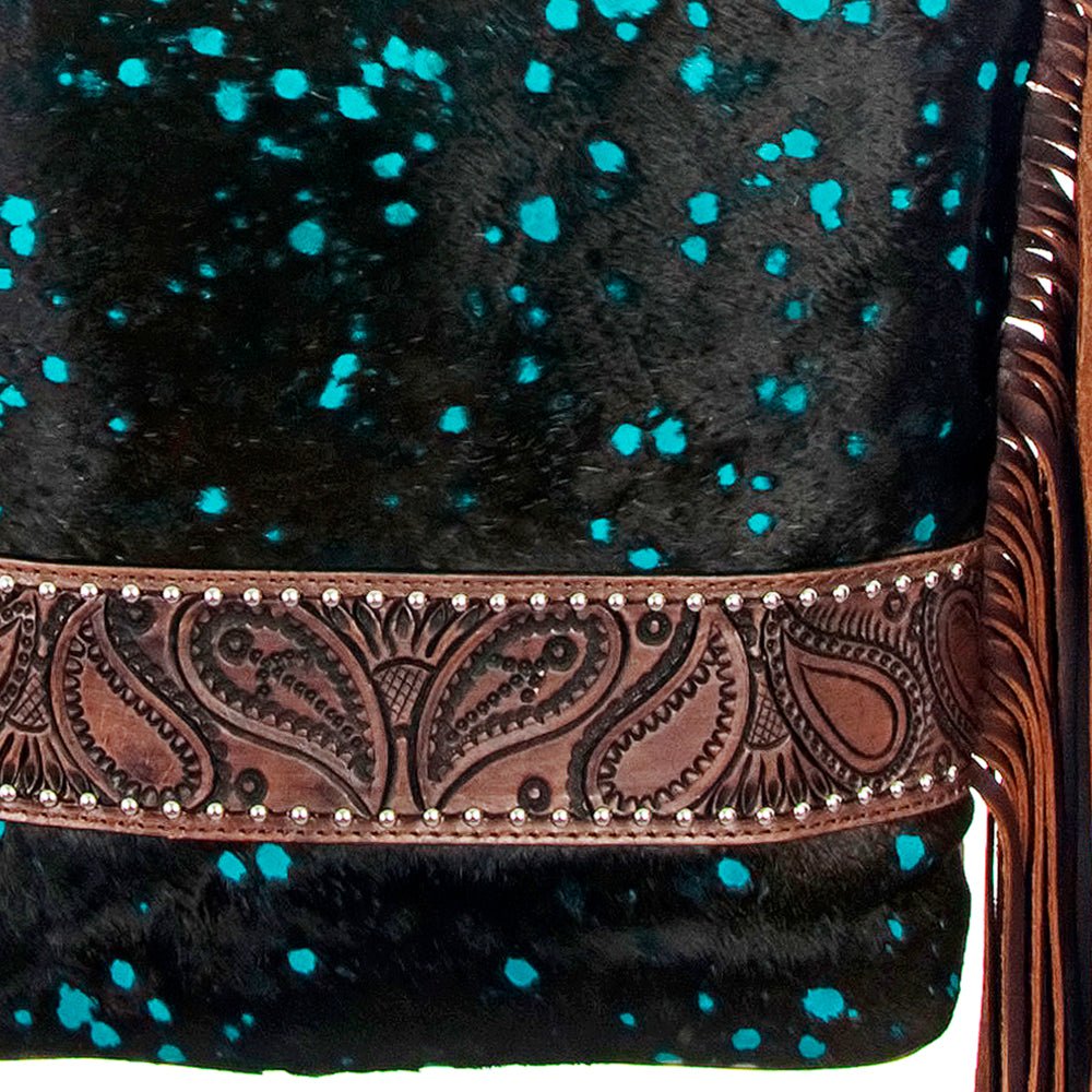 American Darling Large Crossbody Hand Tooled Hair On Genuine Leather Women Bag Western Handbag Purse