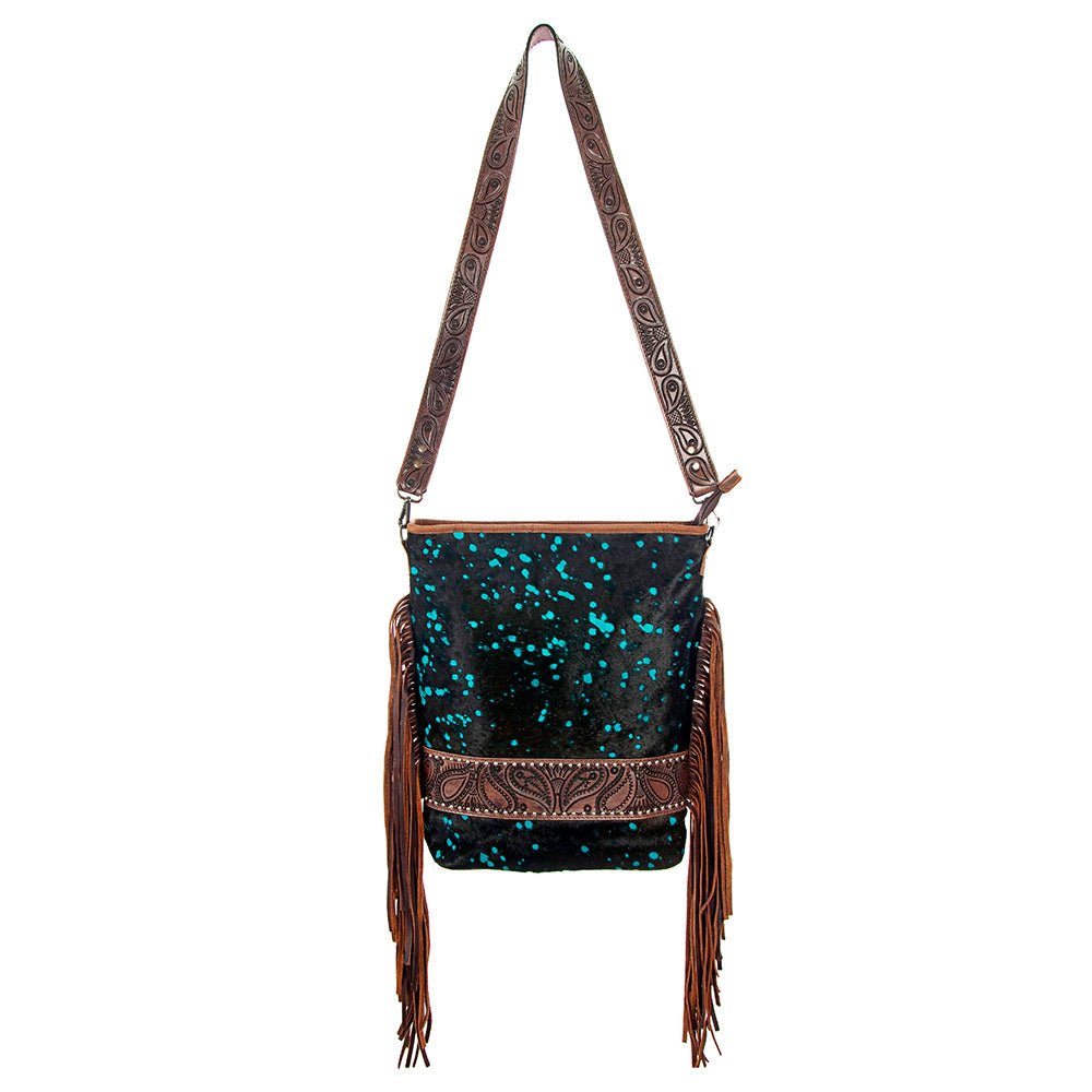 American Darling Large Crossbody Hand Tooled Hair On Genuine Leather Women Bag Western Handbag Purse