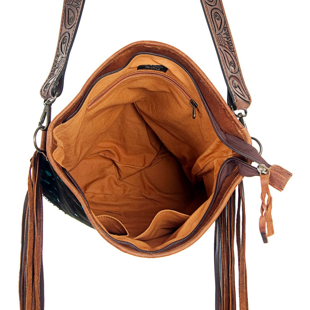 American Darling Large Crossbody Hand Tooled Hair On Genuine Leather Women Bag Western Handbag Purse