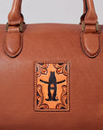 Heirloom Legacy Rodeo Genuine Leather hand tooled Tooled speedy bag w/ Classic Top Handle Satchel