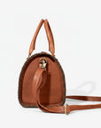 Heirloom Legacy Rodeo Genuine Leather hand tooled Tooled speedy bag w/ Classic Top Handle Satchel