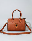 Heirloom Legacy Rodeo Genuine Leather hand tooled Tooled speedy bag w/ Classic Top Handle Satchel
