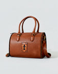 Heirloom Legacy Rodeo Genuine Leather hand tooled Tooled speedy bag w/ Classic Top Handle Satchel