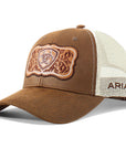 Ariat Ladies' Floral Logo Trucker Baseball Cap Hat – Brown/Tan