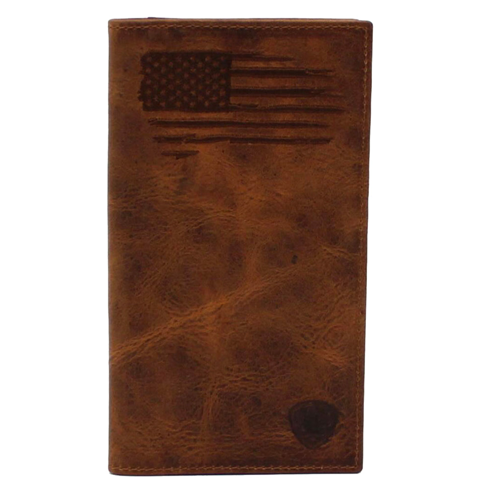 Ariat Men’s Distressed Stitched USA Flag Rodeo Wallet