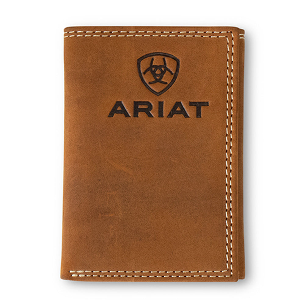 Ariat Men's Trifold Wallet with Embossed Shield Logo