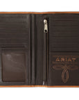 Ariat Men’s Distressed Brown USA Flag Patch Rodeo Wallet