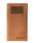 Ariat Men’s Distressed Brown USA Flag Patch Rodeo Wallet