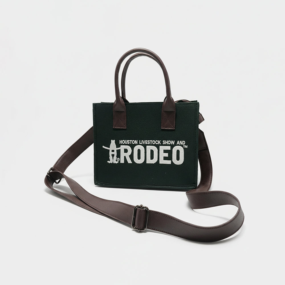 Laurel Downtown Rodeo Black Western Mini Tote Bag Genuine Leather Handle Bag | Houston Livestock Show &amp; Rodeo