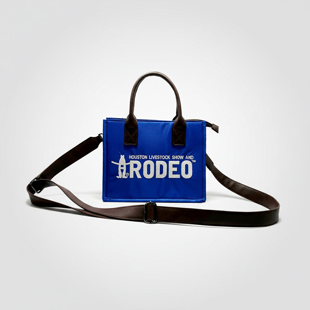 Laurel Downtown Rodeo Blue Western Mini Tote Genuine Leather Handle Bag | Houston Livestock Show &amp; Rodeo