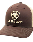 ARIAT Snapback Cap Brown Front with Tan Mesh Back Adjustable One Size