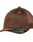 ARIAT Men’s Vintage Logo Cap – Brown Mesh Back Adjustable Trucker Hat