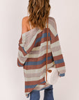 Stripe Colorblock Hollow-Out Cardigan