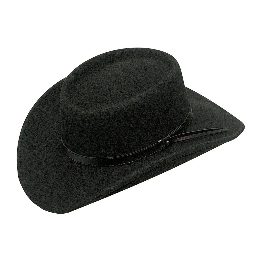 Twister Gambler Crushable Western Cowboy Hat for Men Black Wool Felt  3-3/4" Crown &amp; 3-1/2" Brim