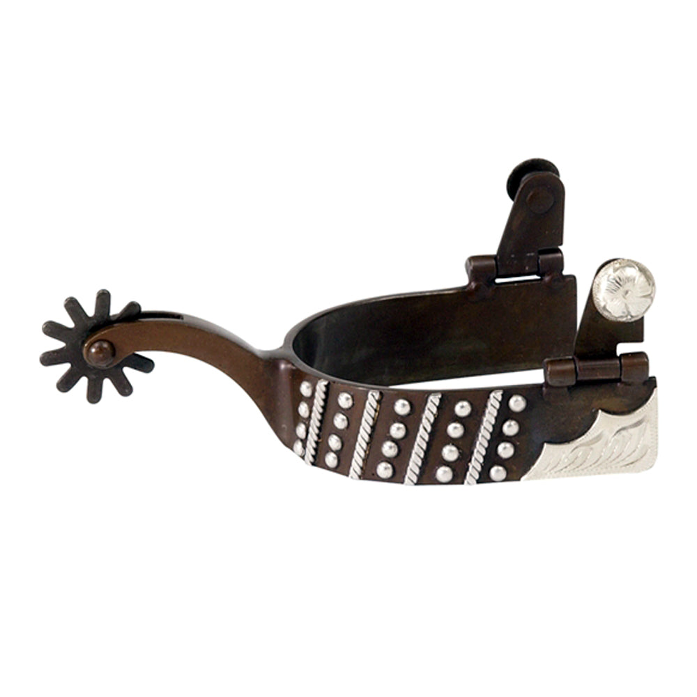 Hilason Antique Brown Men’s Western Spur Stainless Steel with German Silver Trim &amp; Rowel