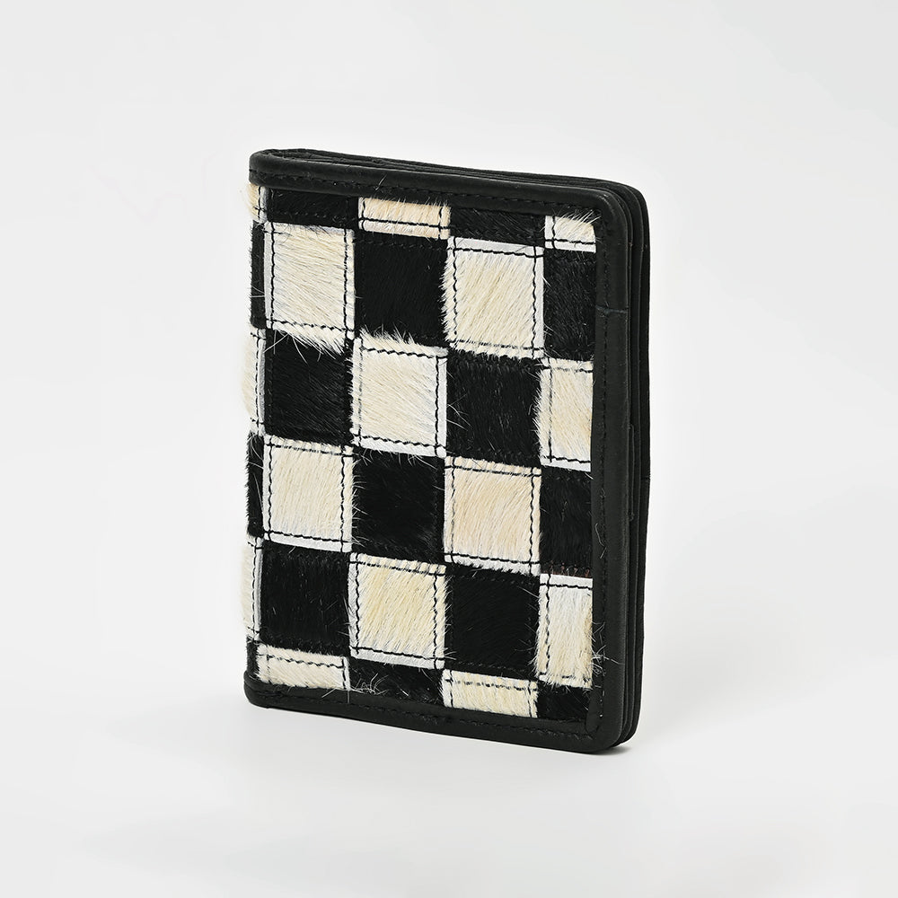 American Darling Genuine Cowhide Leather Wallet for Men – Black &amp; White Patchwork Hair-On Bifold Wallet