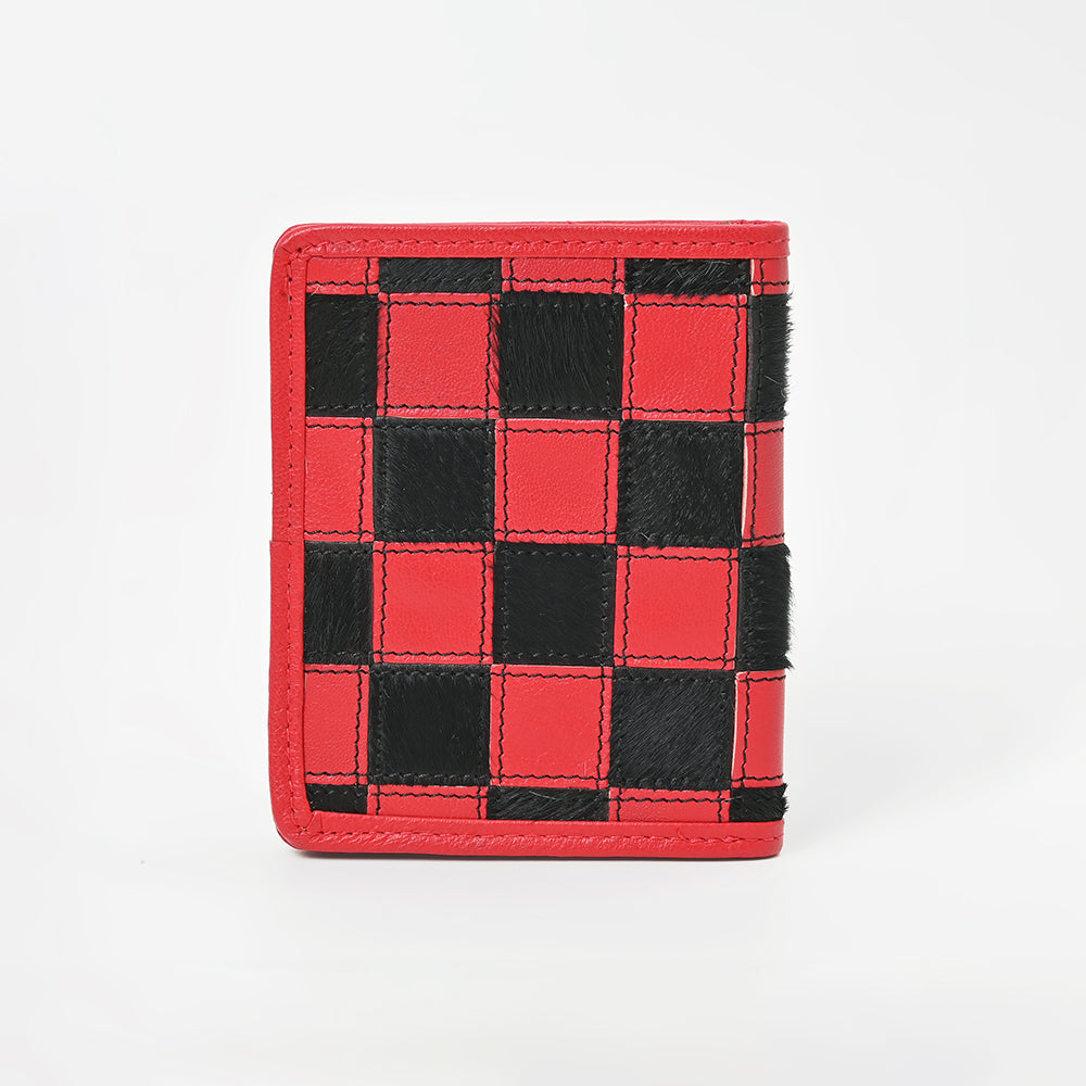 American Darling Genuine Cowhide Leather Wallet for Men – Black &amp; White Patchwork Hair-On Bifold Wallet