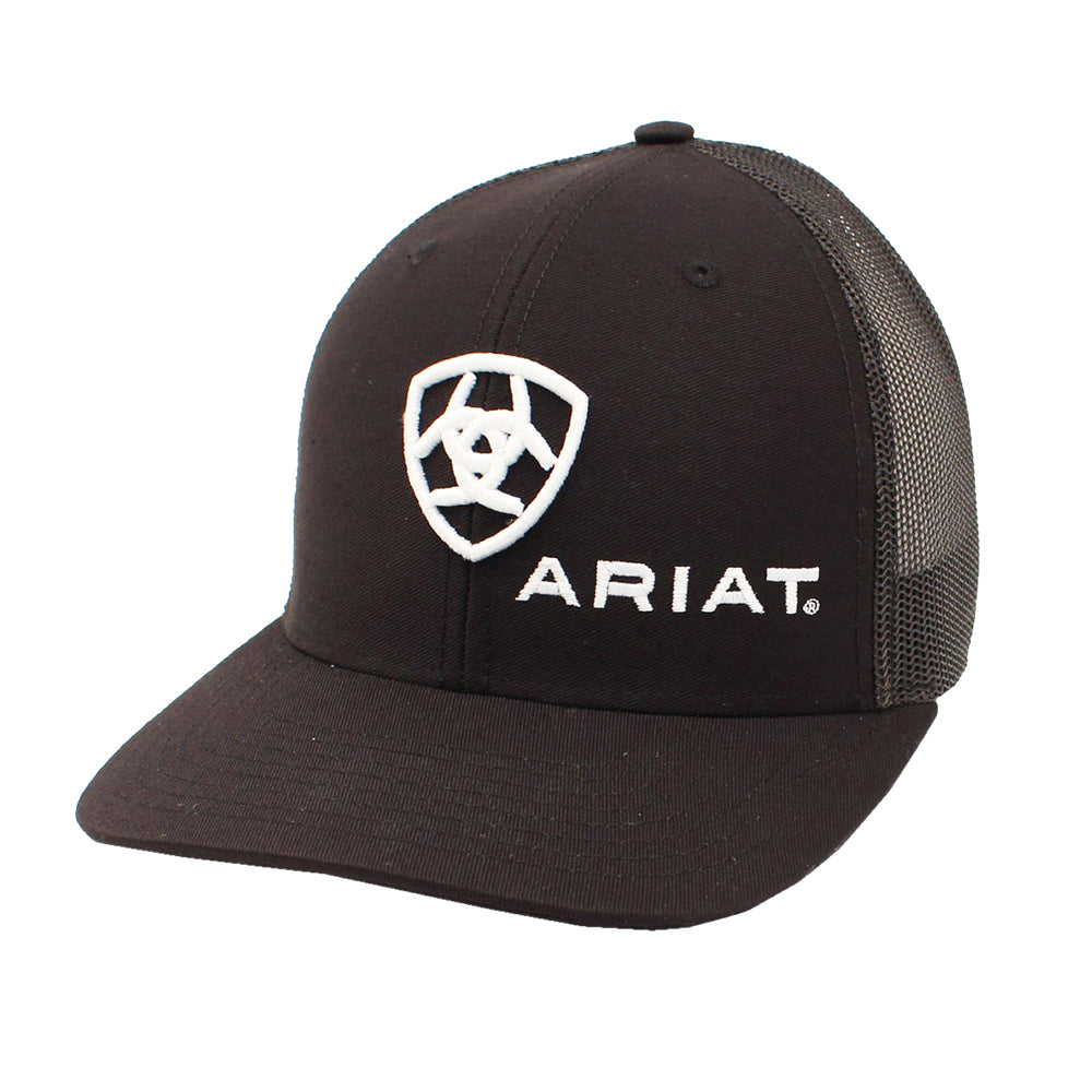 M&amp;F Western Black Mesh Cap – Decorative Eyelet Embroidery, Adjustable 7-Snap Closure, Breathable Back Design