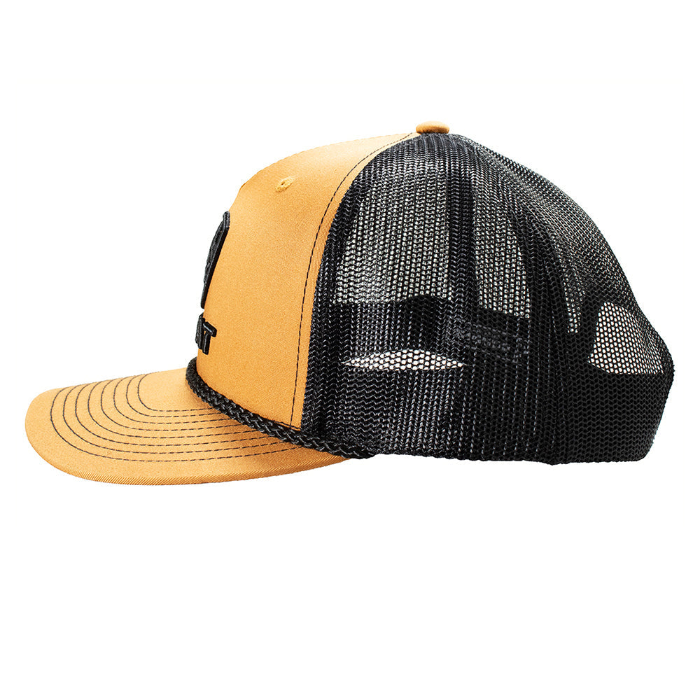ARIAT Men’s Tan 5-Panel Snapback Cap – 3D Embroidered Logo &amp; Shield, Mesh Back
