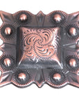 Western Screw Back Concho Square Copper Engraved Saddle Horse 1.5 In