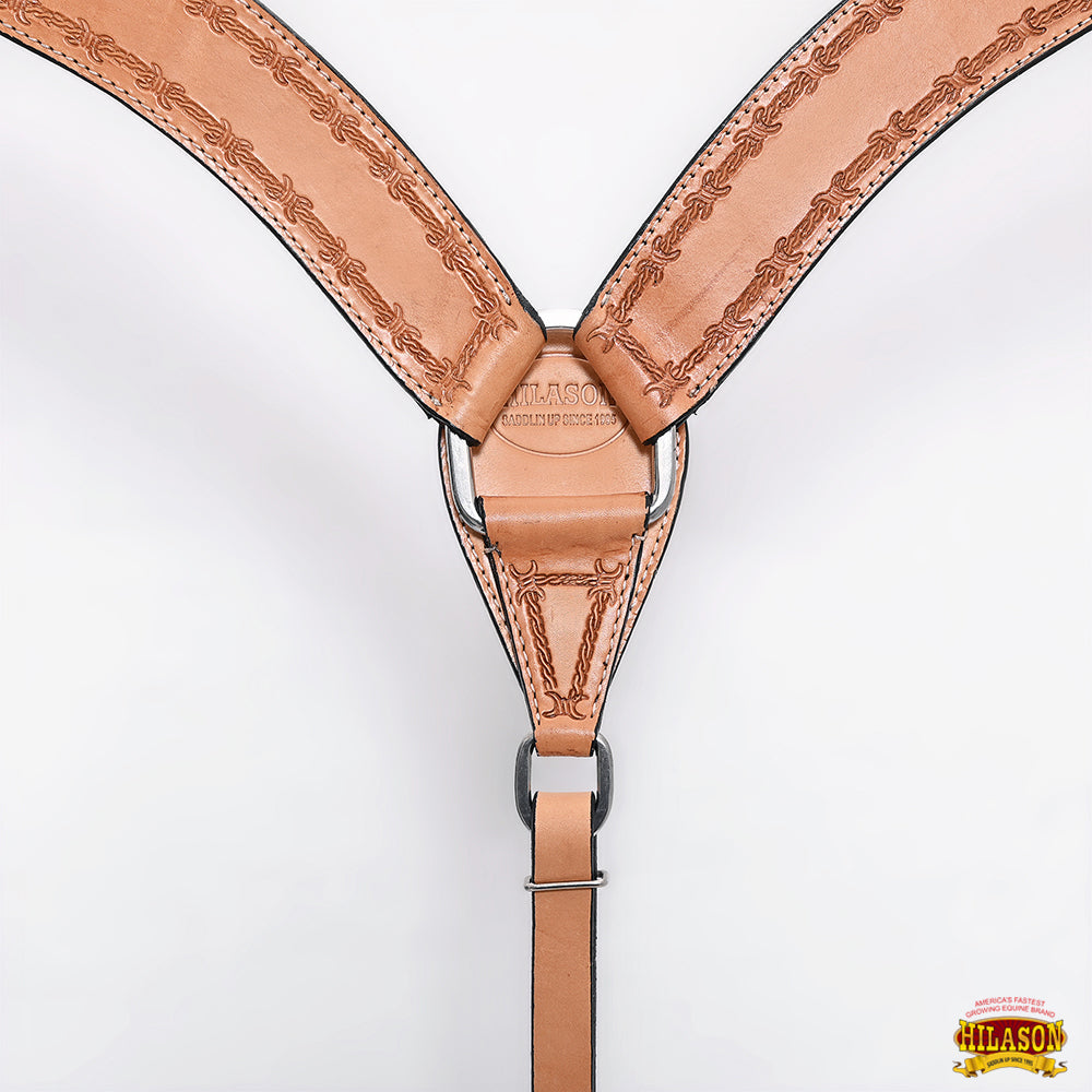 HILASON Western Horse Headstall Breast Collar Set Tack Genuine American Leather Barb Wire Tan