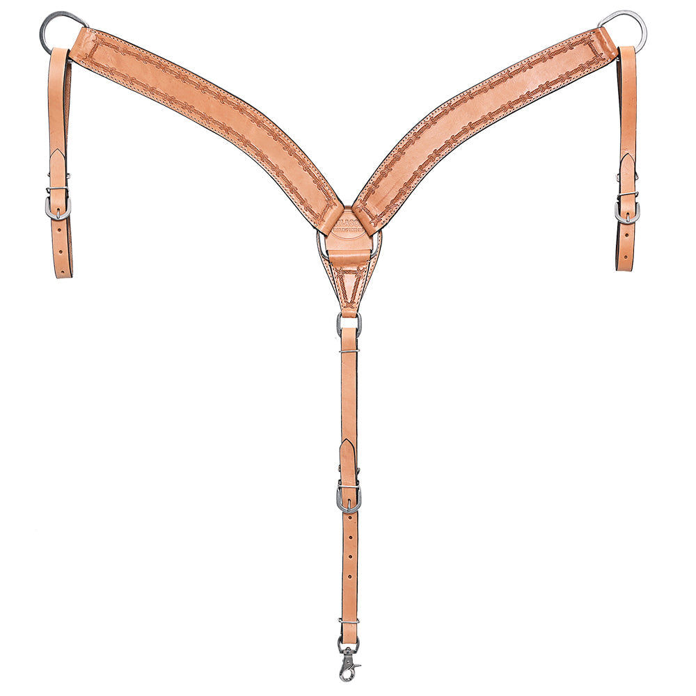 HILASON Western Horse Headstall Breast Collar Set Tack Genuine American Leather Barb Wire Tan