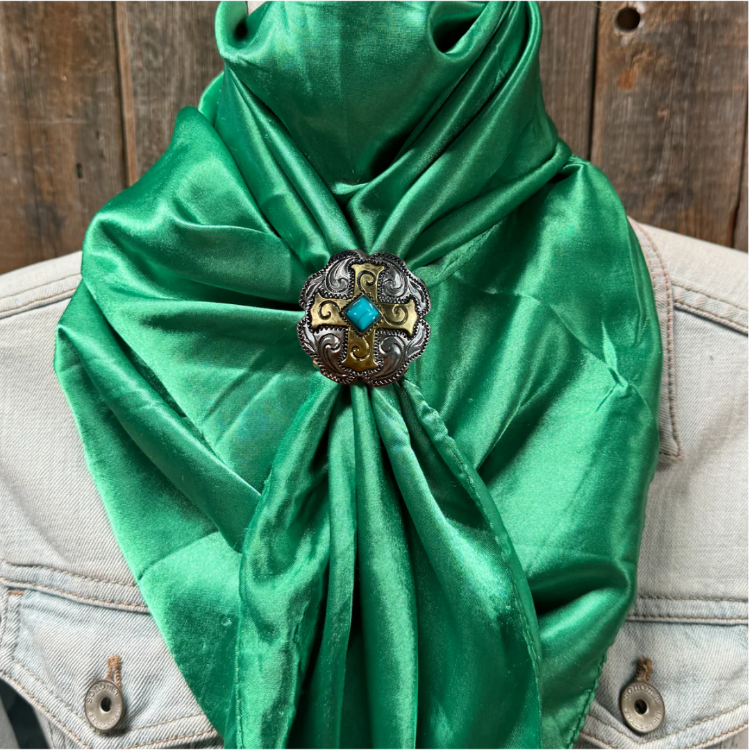 35X35" Solid Green Wild Rag / Scarf WRS18 - Western Concho Wild Rag Slides - Assorted