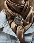 35X35" Solid Tan Wild Rag / Scarf WRS7 - Western Concho Wild Rag Slides - Assorted