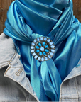 35X35" Solid Aqua Wild Rag / Scarf WRS8 - Western Concho Wild Rag Slides - Assorted