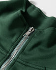 Solid Half-Zip Collar French Terry Drawstring Romper