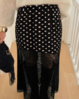 Polka Dot Sheer Lace Patchwork Asymmetric Skirt