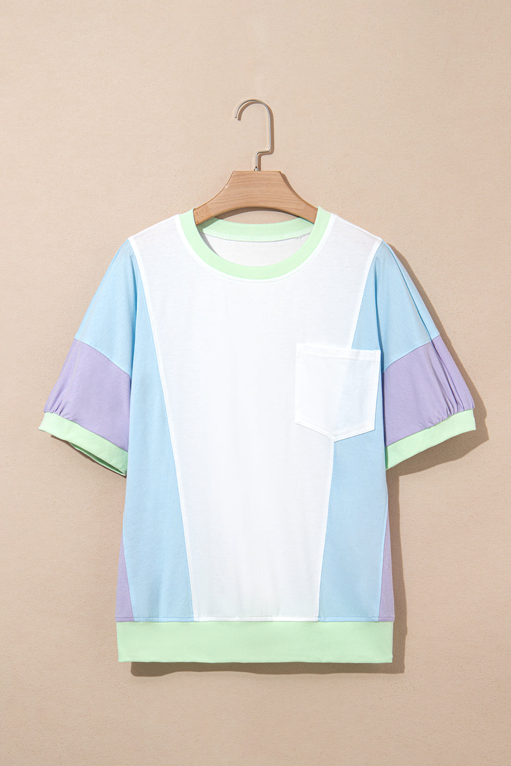 Purple Colorblock Patchwork Oversized T Shirt