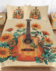 Boho Dolly Guitar Design 3-Piece Bedding Set (1 Duvet Cover + 2 Pillow Shams) – 102"×90"