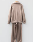 Solid Quarter-Zip Top and Drawstring Pants Set