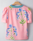 Autumn Notched Bubble Sleeve Blouse