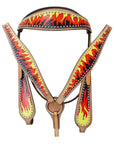 HILASON Western Horse Leather Headstall and Breast Collar Tack Set Flame | Headstall Bridle for Horses Western | Horse Headstall Bridle | Western Headstalls Bridle for Horses
