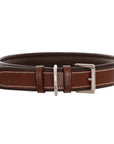 ExionPro Silver Clincher Padded Leather Dog Collar - Brown Padding