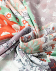 Floral Patchwork Mesh Mock Neck Long Sleeve Top