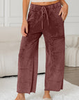 Mineral Wash High Waist Raw Hem Pants