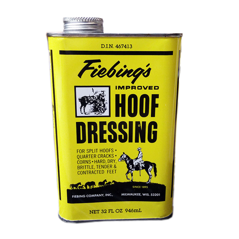 Fiebing’s Improved Hoof Dressing 32 oz. Quart with Internal Brush Applicator For  Split Hooves, Quarter Cracks &amp; Brittle Feet