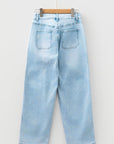 Ivory Detail Drawstring Barrel Jeans