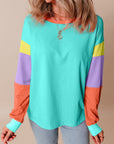 Colorblock Patchwork Long Sleeve Top