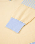 Stripe Colorblock Collared Drop Shoulder Sweater